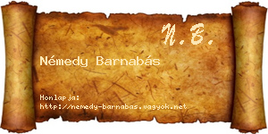 Némedy Barnabás névjegykártya